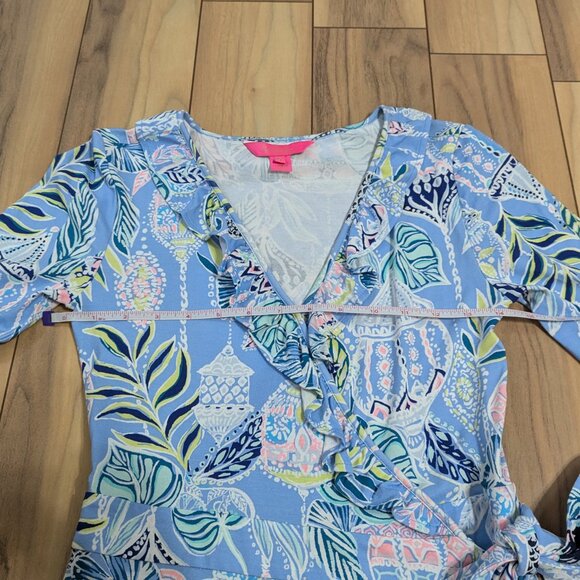 EUC! Lilly Pulitzer Jessalynne Romper Blue Peri Lapis Lanterns Size XS $178 - Picture 7 of 14